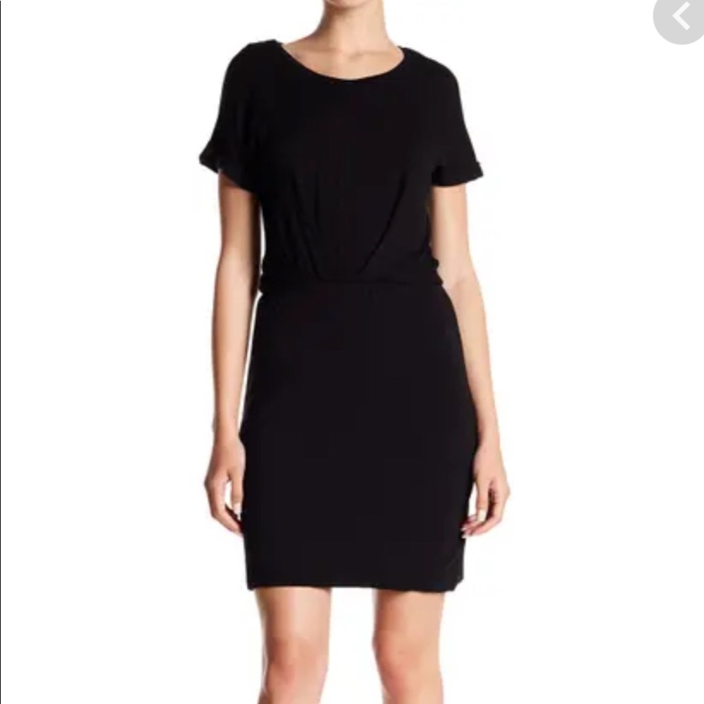 Bobeau Gathered Knit Black Dress
